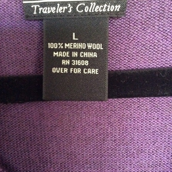 Jos. A Bank 100% Merino Wool Sweater Purple Sz. Lg - Picture 2 of 2
